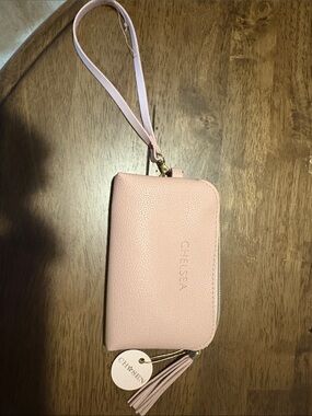Chelsea Pink Pebbled Wristlet Clutch